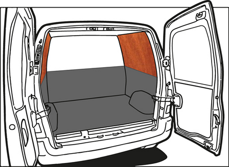 Turbo Liner behandeling half hoog met dichte wanden - Mercedes Sprinter L2H1 dubbel cabine / enkel lucht achter