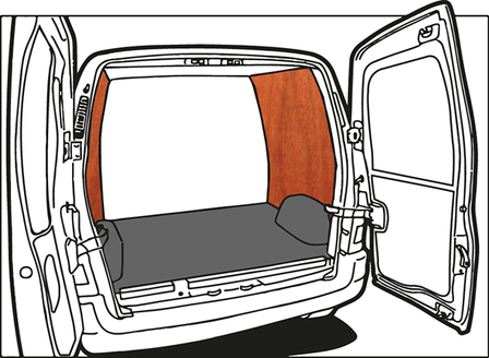 Turbo Liner behandeling laag met dichte wanden - Volkswagen Transporter T6 L2H2 enkele cabine / enkel lucht voor