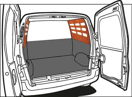 Turbo Liner behandeling half hoog met sleufgaten wanden - Dacia Dokker L1H1 enkele cabine / enkel lucht voor