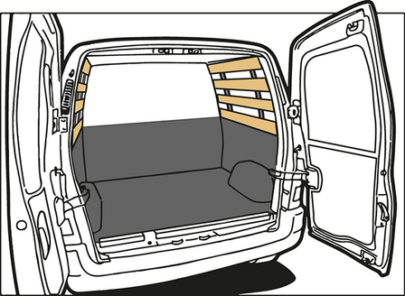 Turbo Liner behandeling half hoog met lat-om-lat - Toyota Proace Worker L2H1 enkele cabine / enkel lucht voor