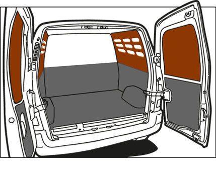 Turbo Liner behandeling half hoog met sleufgaten wanden - Opel Vivaro L2H1 enkele cabine (14-) enkel lucht voor