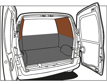 Turbo Liner behandeling half hoog met dichte wanden - Iveco Daily L1H2 enkele cabine (00-14) enkel lucht achter