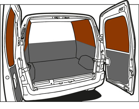 Turbo Liner behandeling half hoog met dichte wanden - Opel Vivaro L1H1 enkele cabine (14-) enkel lucht voor