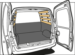 Turbo Liner behandeling half hoog met lat-om-lat - Dacia Dokker L1H1 enkele cabine / enkel lucht voor Turbo Liner behandeling half hoog met lat-om-lat - Dacia Dokker L1H1 enkele cabine / enkel lucht voor
